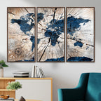 Rustic World Map Canvas Print | Framed Wall Art for Couples
