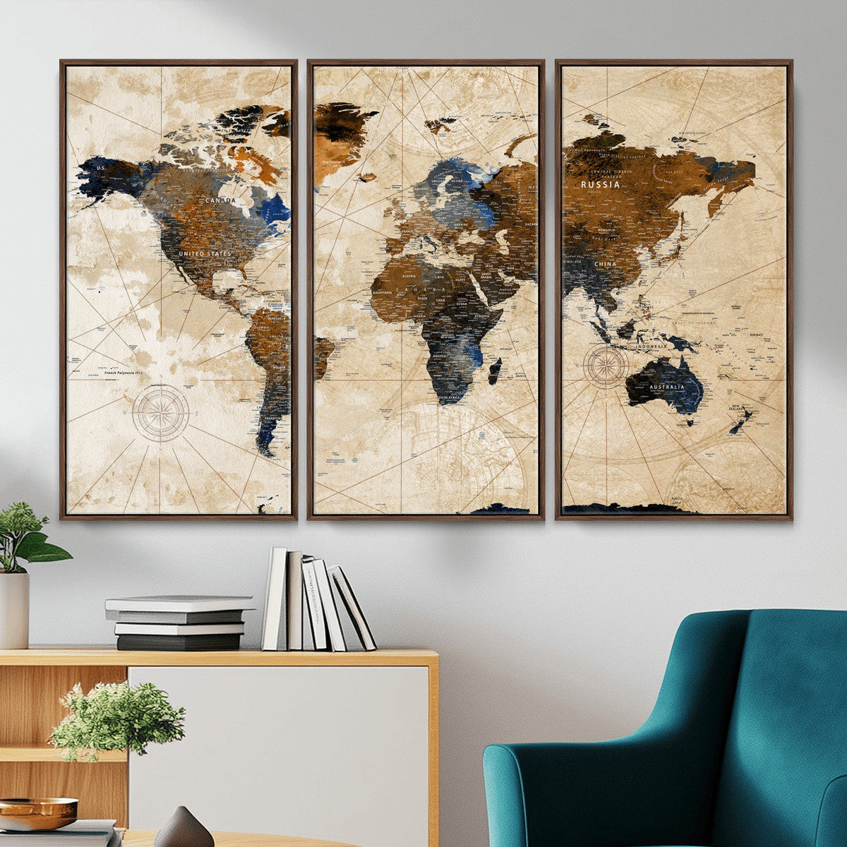 World Map Canvas Art Print | Framed Travel Map Wall Art