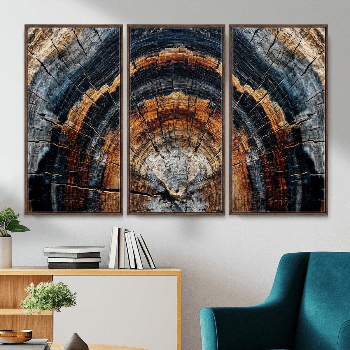 Abstract Wood Grain Canvas Print, Tree Ring Pattern Wall Art, Extra Large Living Room Wall Decor
