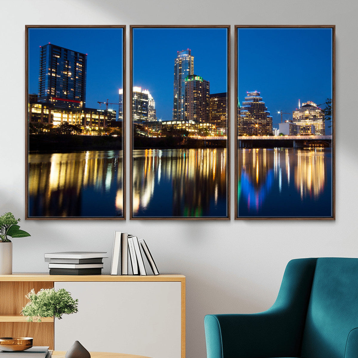 Austin Skyline Wall Art Canvas Print, Austin Downtown Night Cityscape