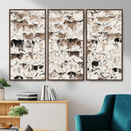 Abstract Texas Cow Canvas Print for Cabin and Western Home Decor