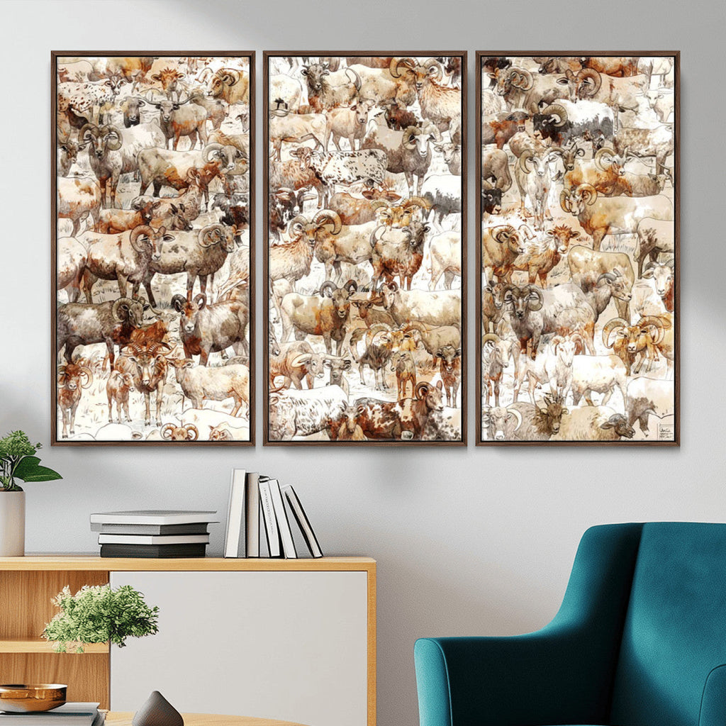 Farmhouse Bighorn Sheep Wall Art Canvas Print