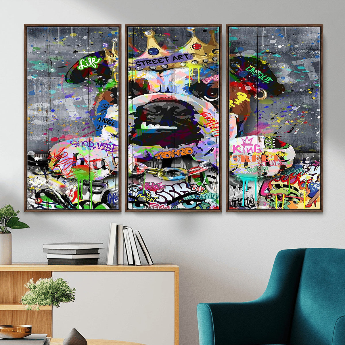 Graffiti Dog Wall Art Decor for Teen Bedroom | Abstract Graffiti Animal Canvas