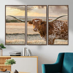 Texas Longhorn Wall Art Canvas Print, Western Ranch Bull Photography