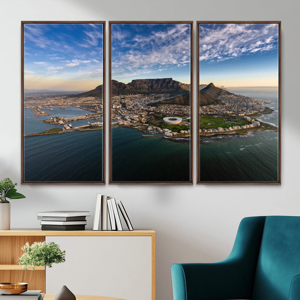 Cape Town Wall Art Canvas Print | Table Mountain Coastal Skyline Panorama