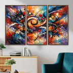 Geometric Abstract Wall Art Canvas Print, Orange Blue