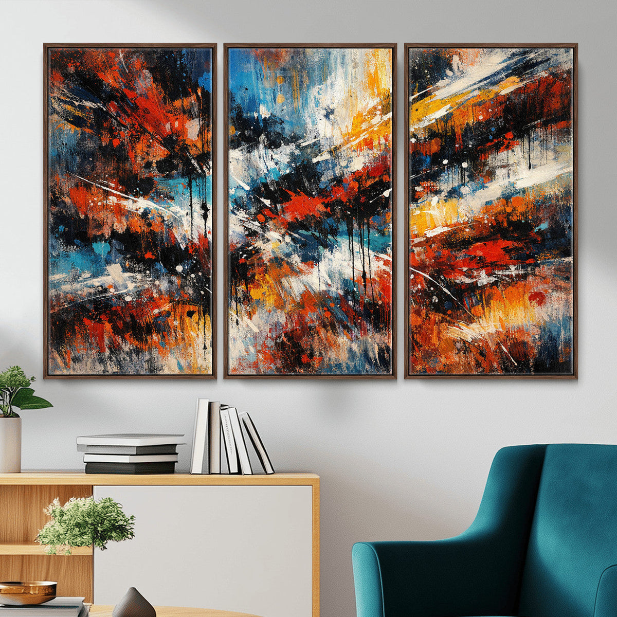 Lyrical Abstract Wall Art Canvas Print, Orange Blue Abstract
