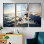 Sailboat Wall Art Canvas Print, Ocean Sunset Sailing Framed Artwork