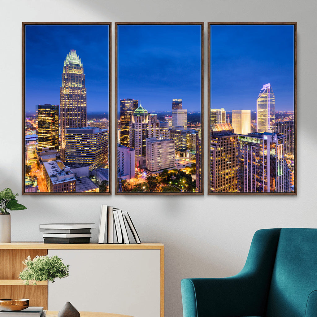 Charlotte Skyline Canvas Wall Art Print | North Carolina Cityscape