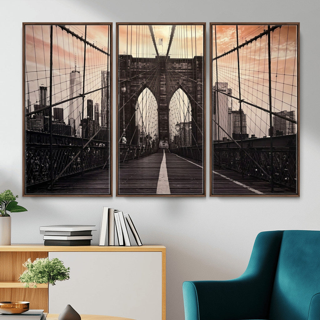 Brooklyn Bridge Canvas Wall Art, New York City Skyline Photography