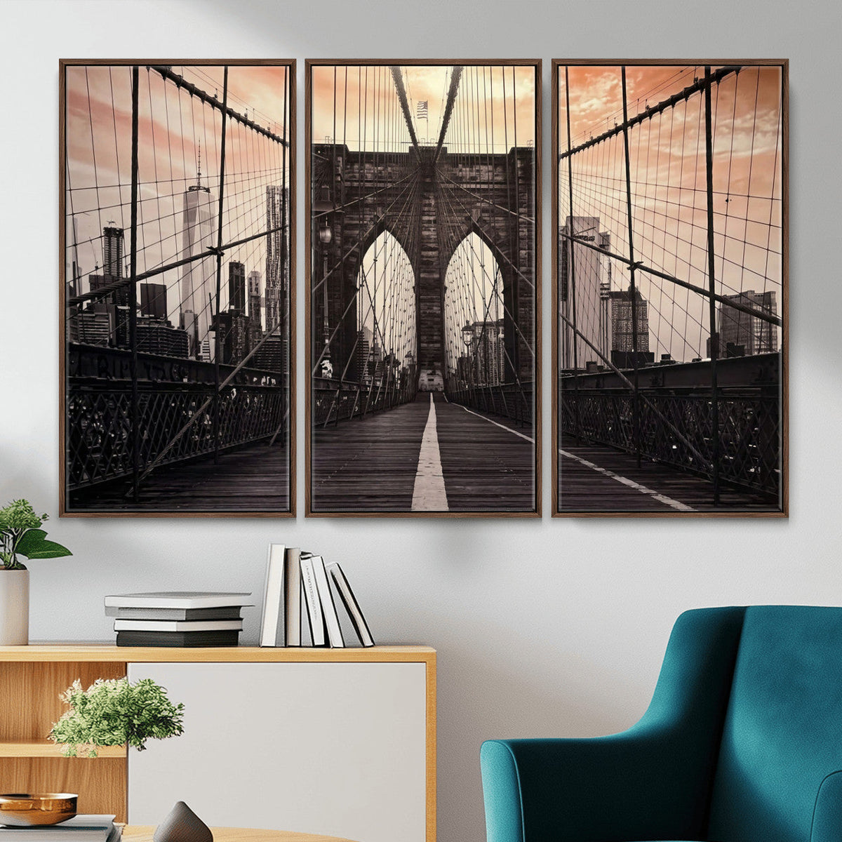 Brooklyn Bridge Canvas Wall Art, New York City Skyline Photography