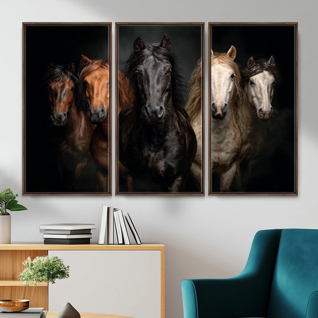 Horse Wall Art Canvas Print, Wild Horses Portrait Photography, Rustic Ranch Decor