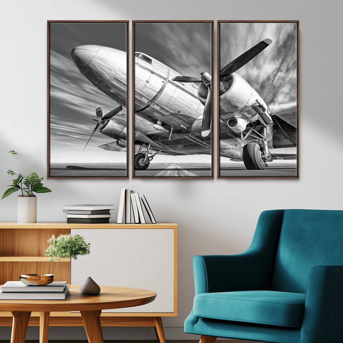 Vintage Airplane on Runway Canvas Print