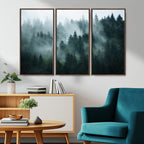 Misty Forest Wall Art | Serene Green Landscape Canvas Print