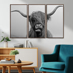 Texas Cow Wall Art Canvas, Texas Longhorn Cattle Canvas Print