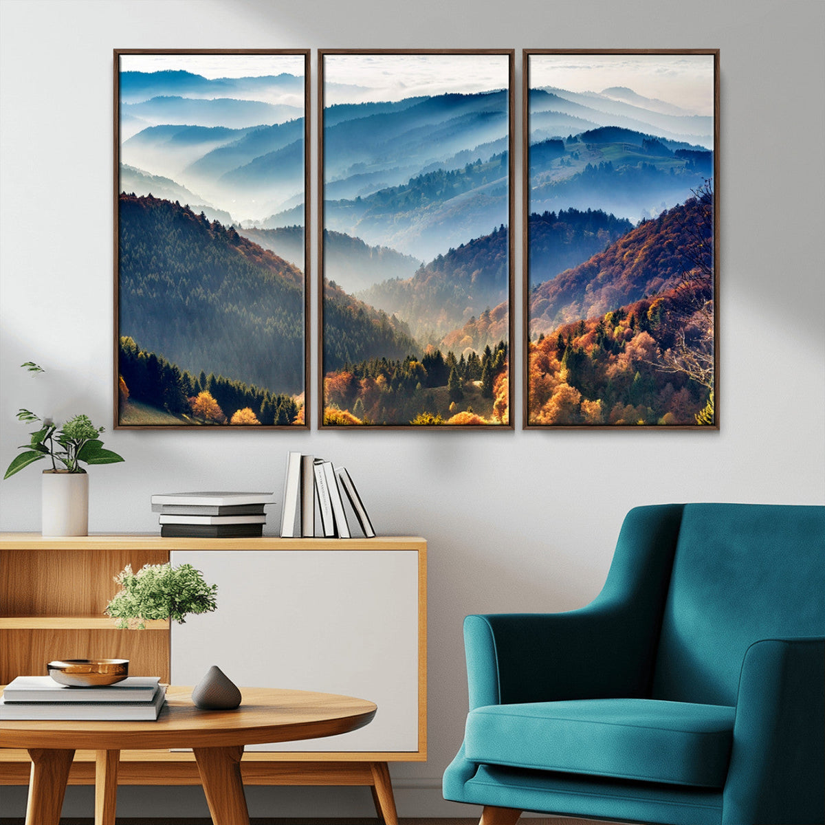 Mountains Forest Autumn Wall Art Canvas Print