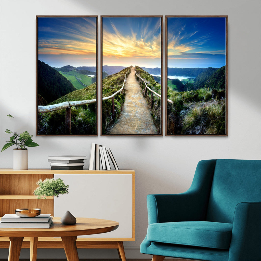 Mountain and Sunset Wall Art Canvas Print