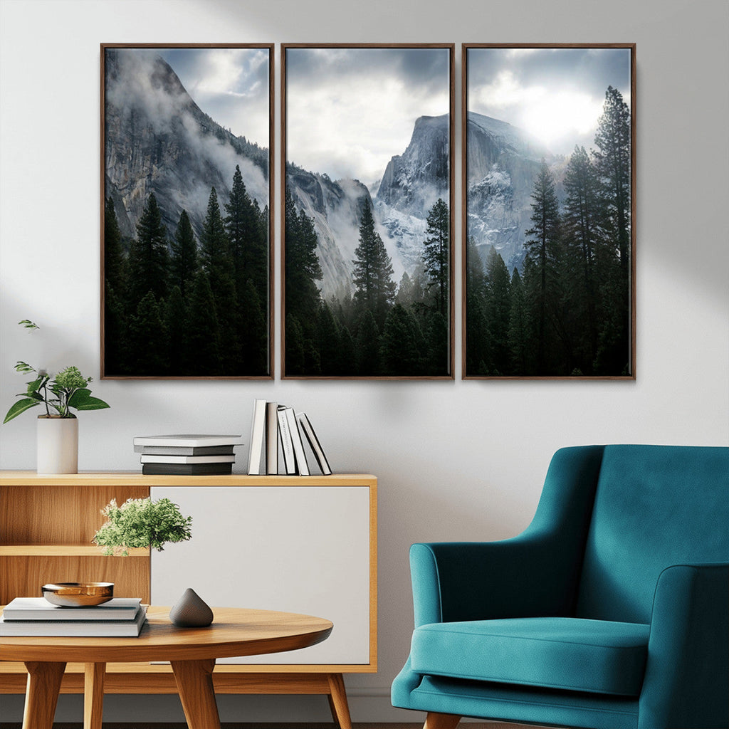 Wall Art Foggy Forest Landscape Canvas Print