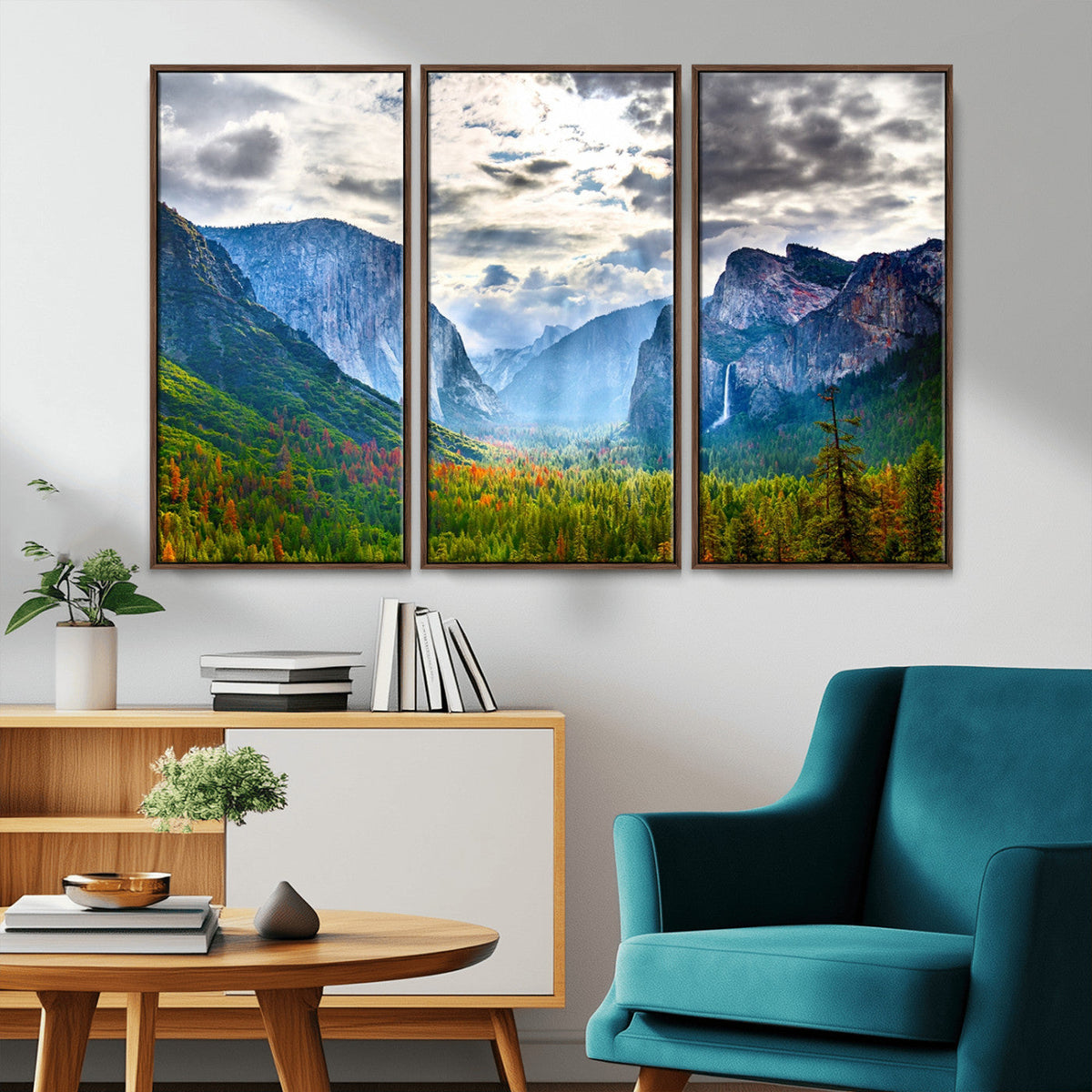 Yosemite Park Half Dome 3 Panel Canvas Print | Large Giclée Landscape Wall Art