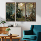 Baby Bears in Forest Wall Art Canvas Print