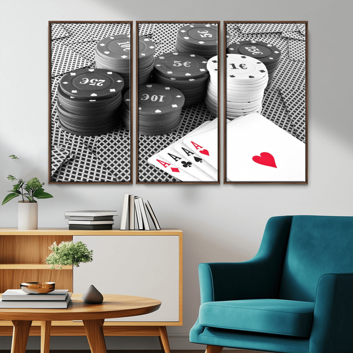 Poker Game Cards Wall Art Canvas, Multi Panel Wall Art