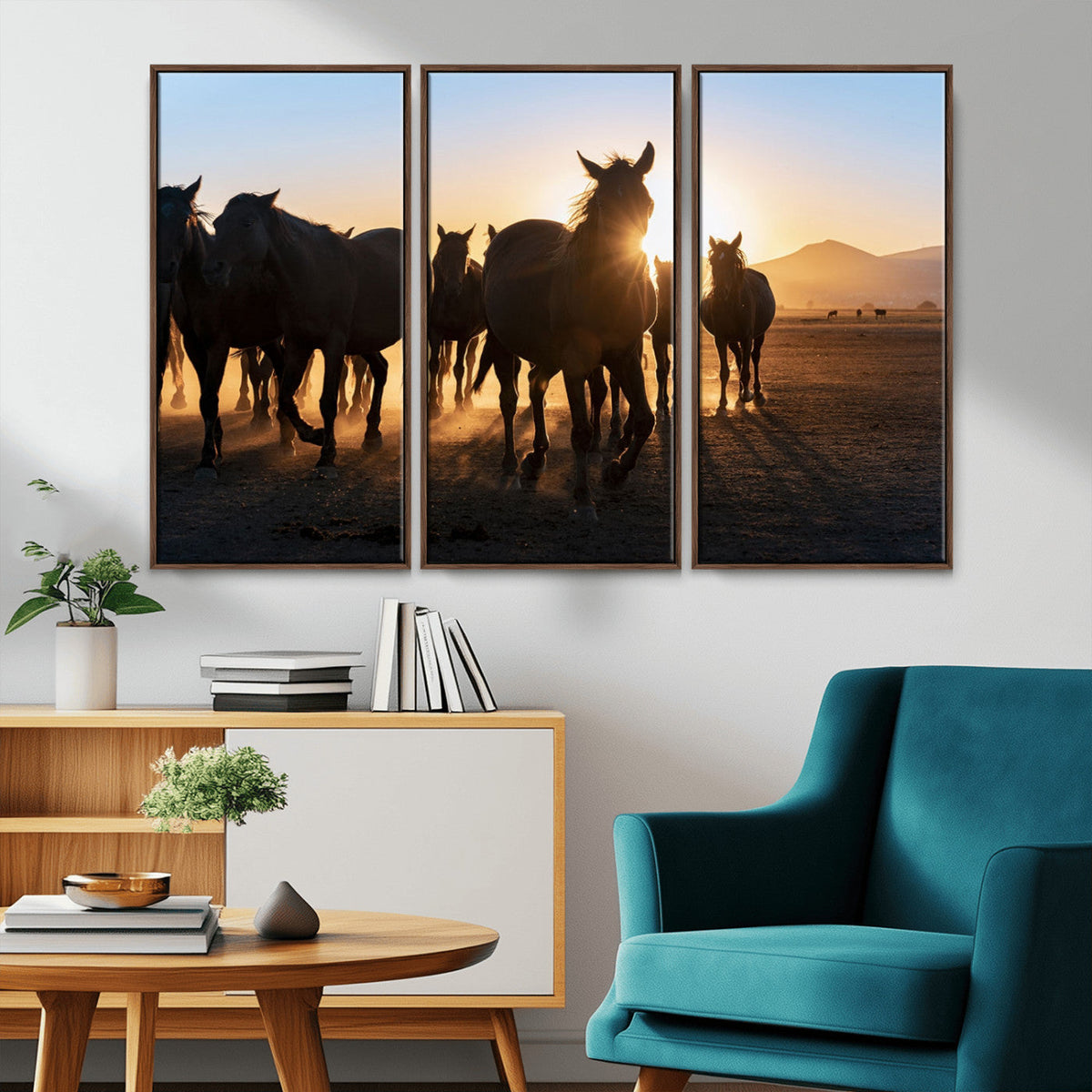 Horse Herd Wall Art Animal Canvas Print