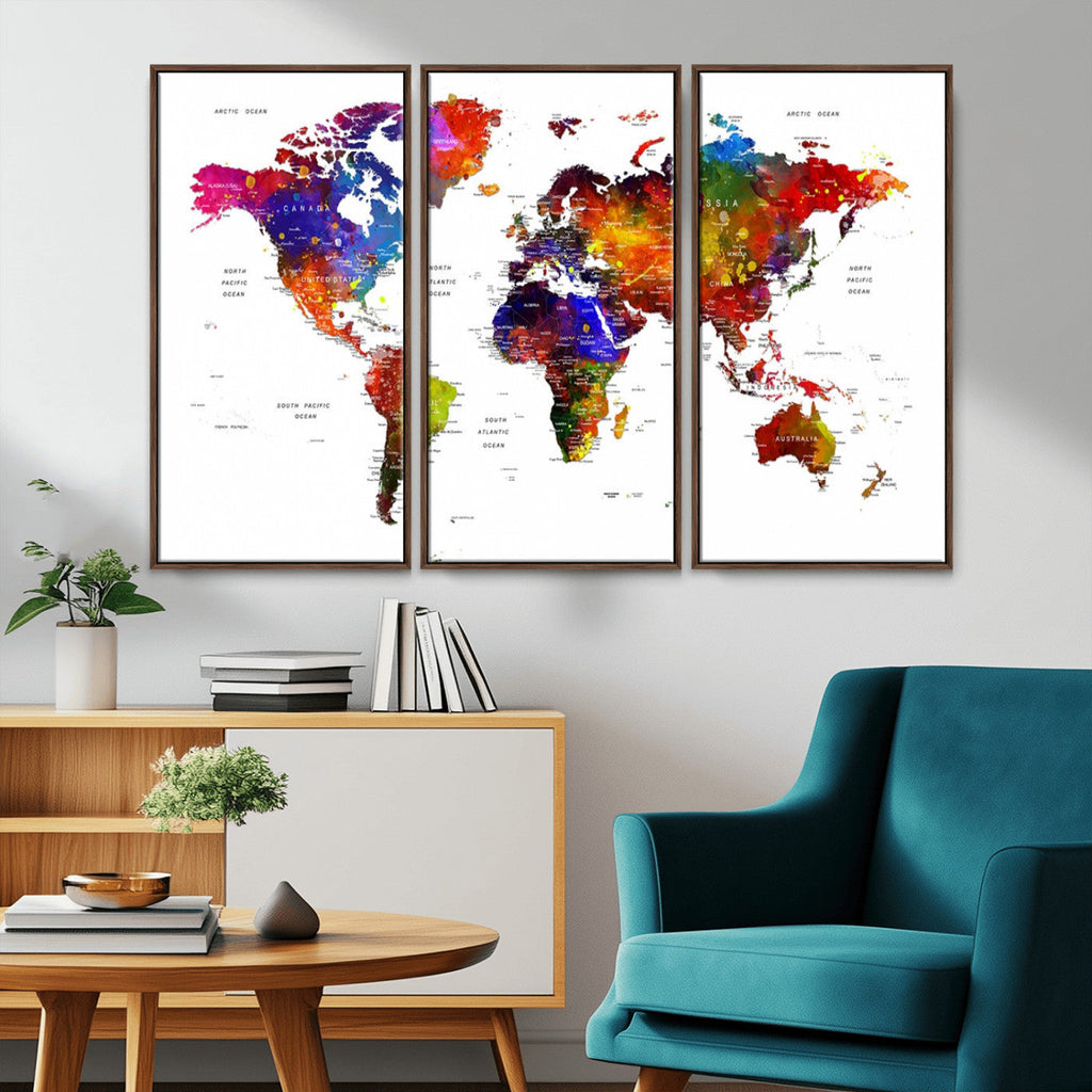 World Map Canvas Print | Detailed Map of the World Wall Art