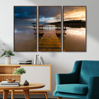 Serene Lake Pier at Sunset Canvas Print | Landscape Wall Art | Ready to Hang