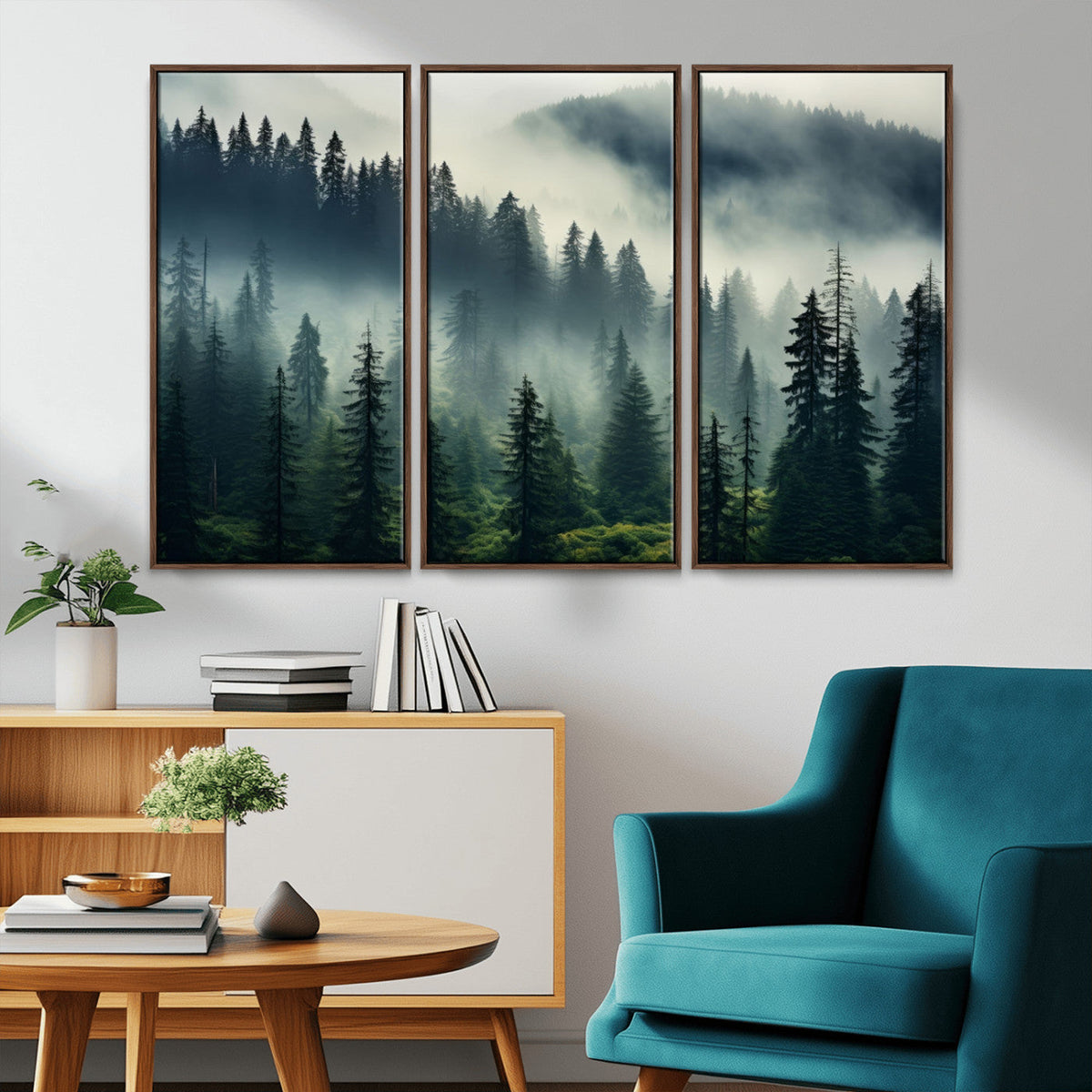 Captivating Misty Forest Wall Art, Foggy and Serene Atmosphere Canvas Print