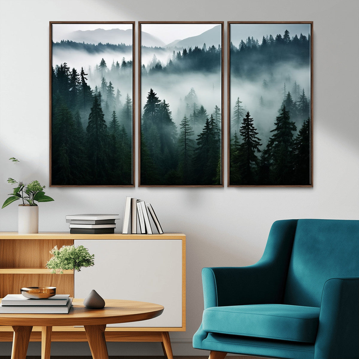 Captivating Misty Forest Wall Art Canvas, Premium Canvas Print of a Foggy and Serene Atmosphere