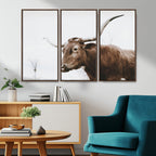 Rustic Bull Wall Art Canvas Print, Modern Longhorn Farmhouse Animal Decor