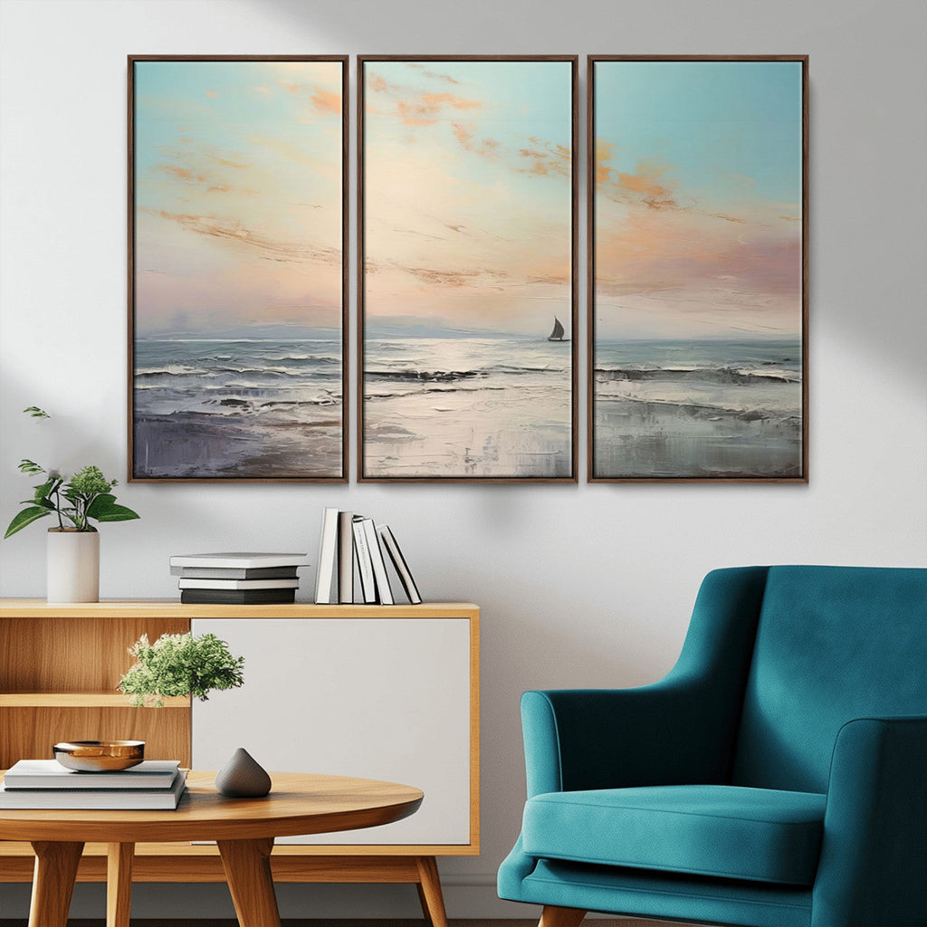 Abstract Ocean Wall Art, Boat Wall Art Canvas Print