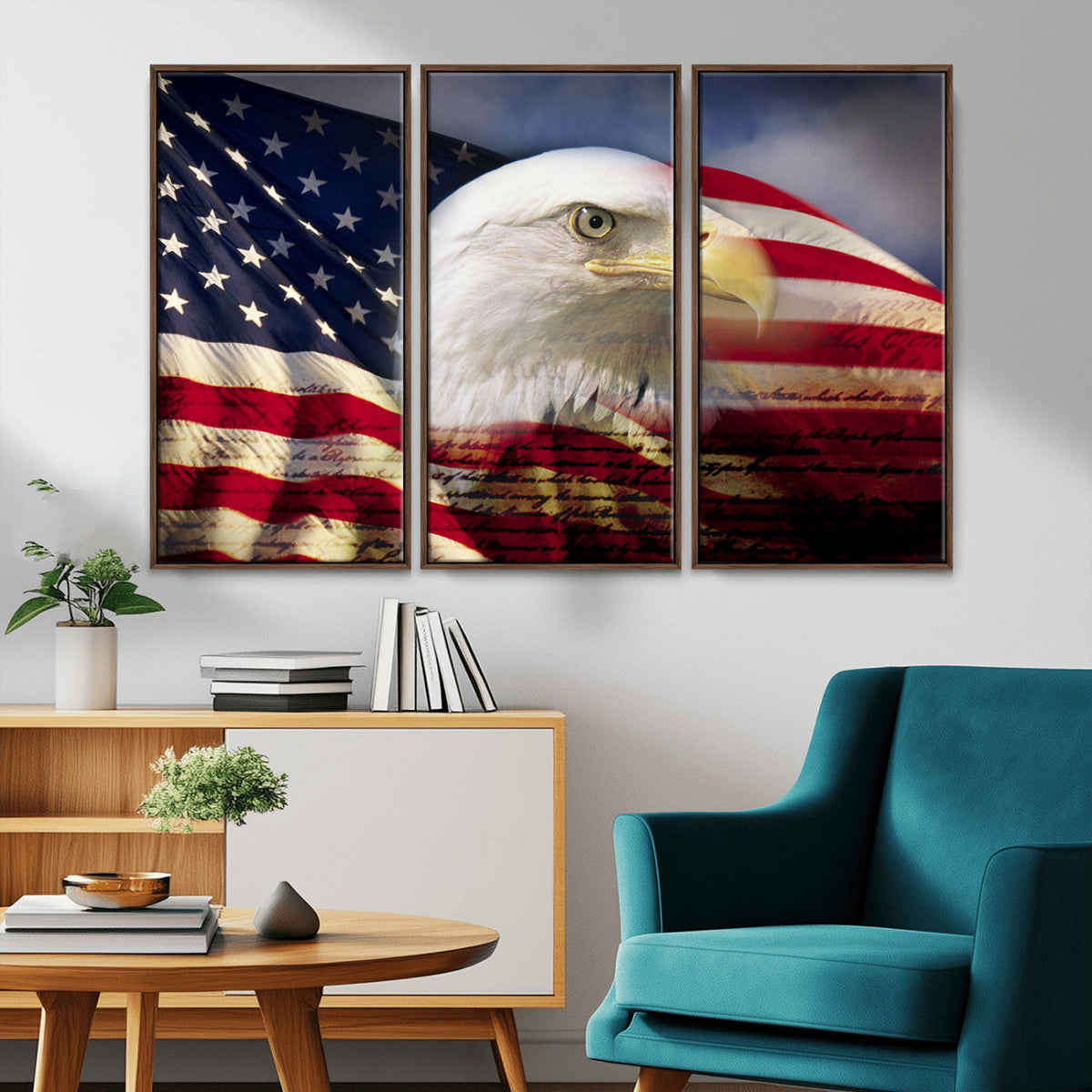American Flag Eagle Symbol Wall Art Canvas Print, Patriotic American Flag Eagle Wall Art