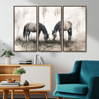 Chinese Ink Style Vintage Horses Wall Art Canvas Print