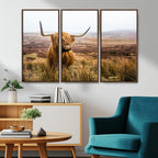 Scottish Highland Cow Canvas Wall Art, Rustic Farmhouse Decor