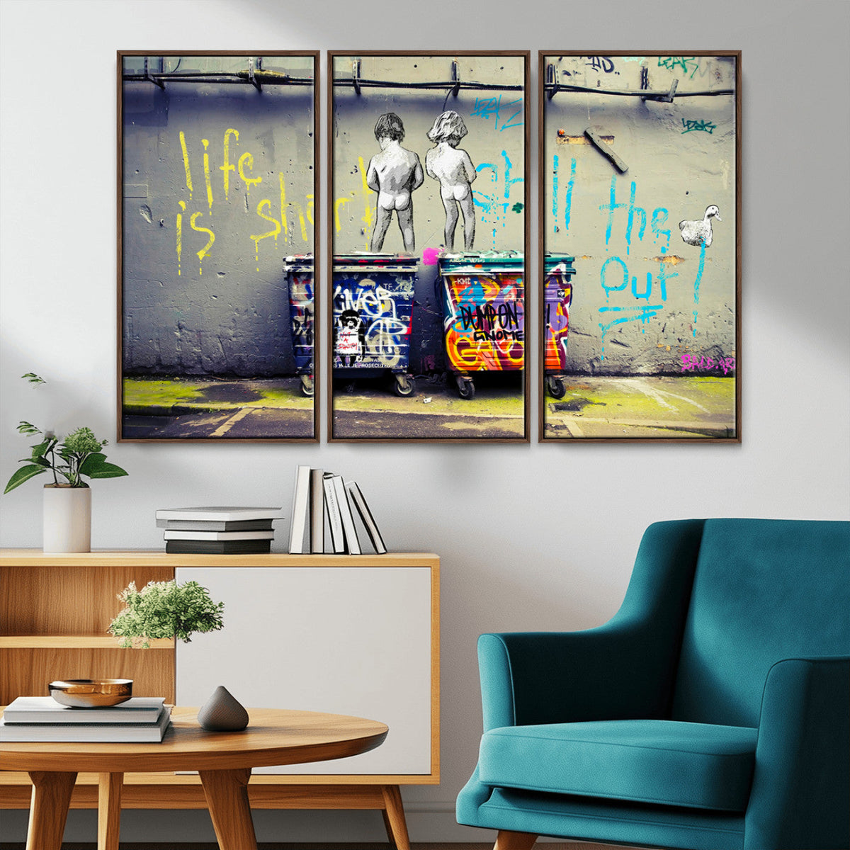 Banksy Life is Short Wall Art, Iconic Graffiti Street Art Canvas Print