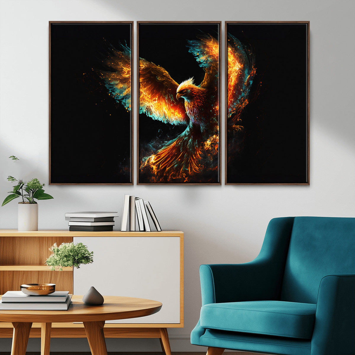 Fiery Phoenix Canvas Print | Ready to Hang Wall Art | Bold Fantasy Decor