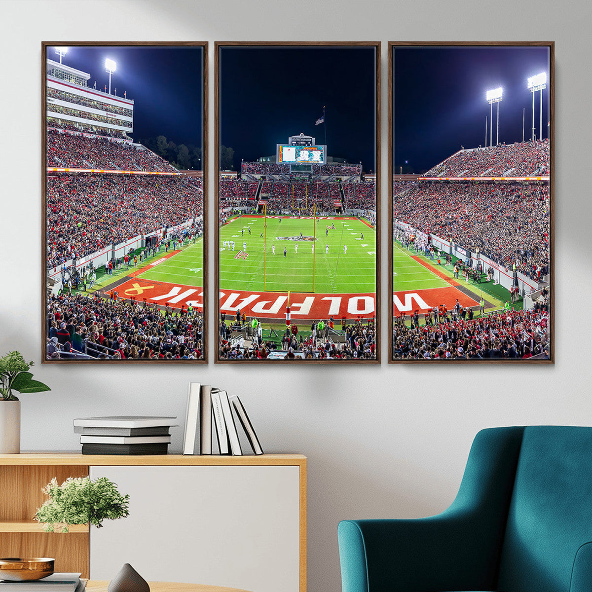 Wolfpack Football Team Print, Raleigh Carter-Finley Stadium