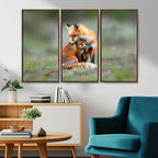Heartwarming Fox and Baby Cub Wall Art | Canvas Print of Foxes in Nature
