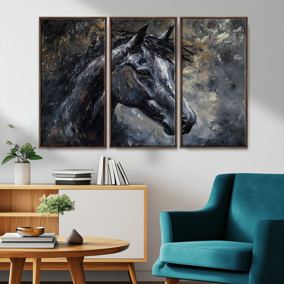 Large Abstract Horse Wall Art Canvas Print, Farmhouse Wall Art