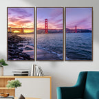 Golden Gate Bridge Wall Art Canvas Print, Framed San Francisco Sunset Landmark