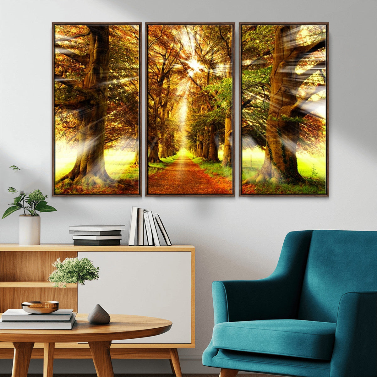 Sunshine in Forest and Trees Wall Art Canvas Print