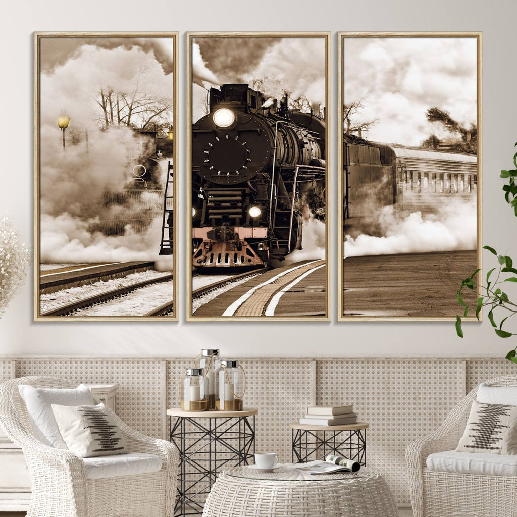 Black Steam Train Canvas Wall Art Print Steam Locomotive Art