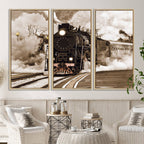Black Steam Train Canvas Wall Art Print Steam Locomotive Art