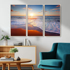 Tropical Ocean Sunset Wall Art Canvas Print, Golden Beach Horizon, Coastal Island Decor