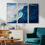 Ocean Wave at Sunset Canvas Art, Large Wall Print of Vibrant Water Waves