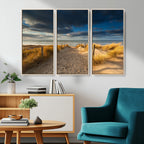 Ocean Beach Dark Clouds Wall Art Canvas Print