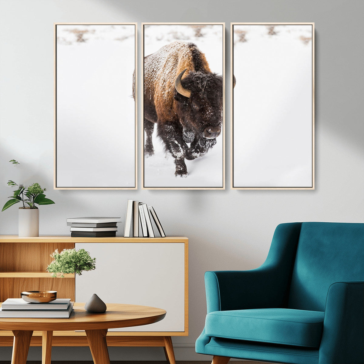 Bison Winter Wall Art Canvas Print For Farmhouse Decor