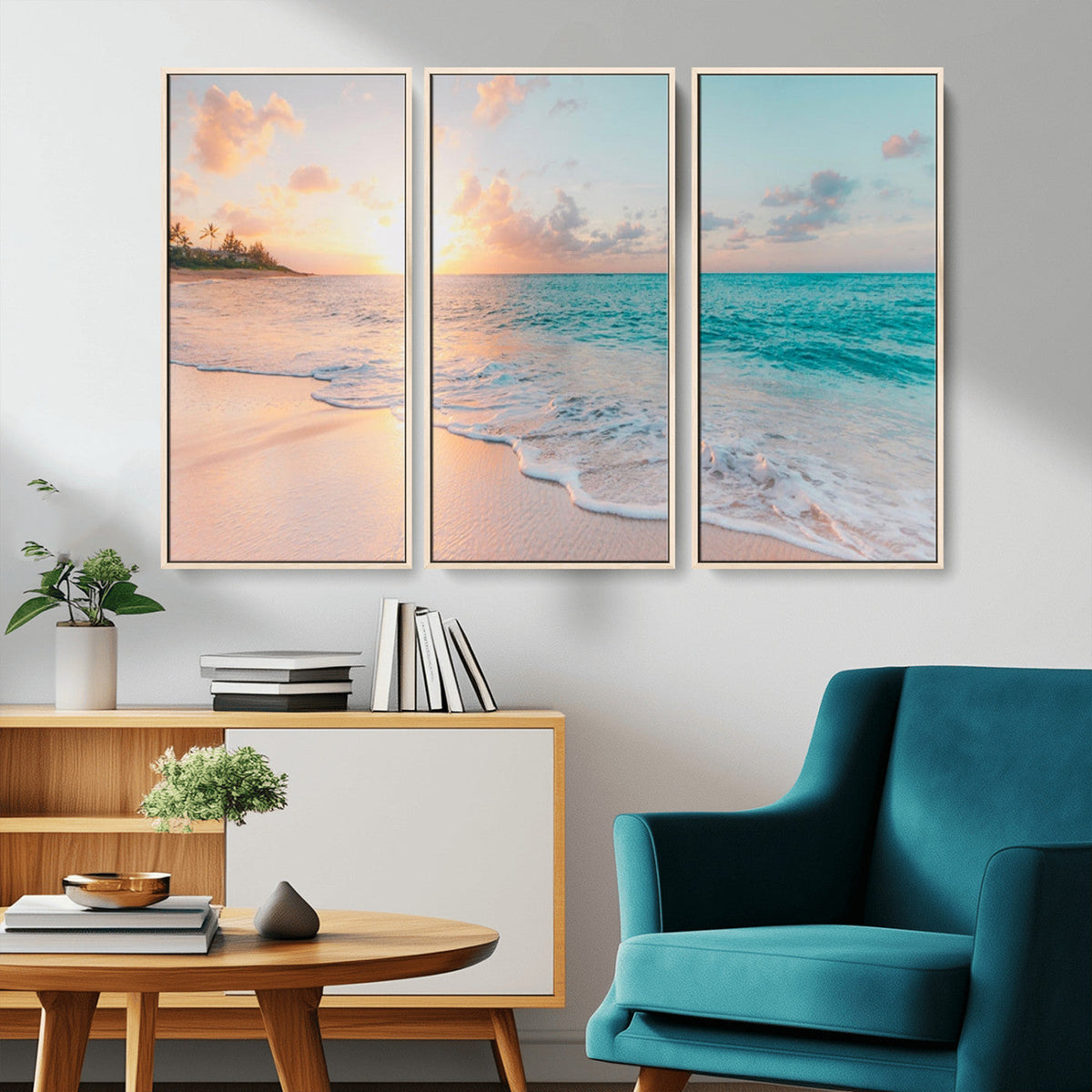 Beach Wall Art, Stunning Ocean Sunset Canvas Print with Coastal Design for Relaxing Home Decor