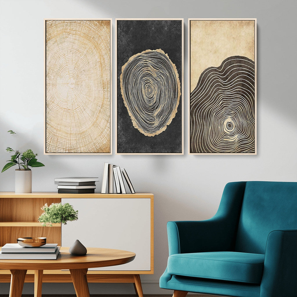 Tree Rings Canvas Wall Art Print, Minimalist Natural History in Modern Decor